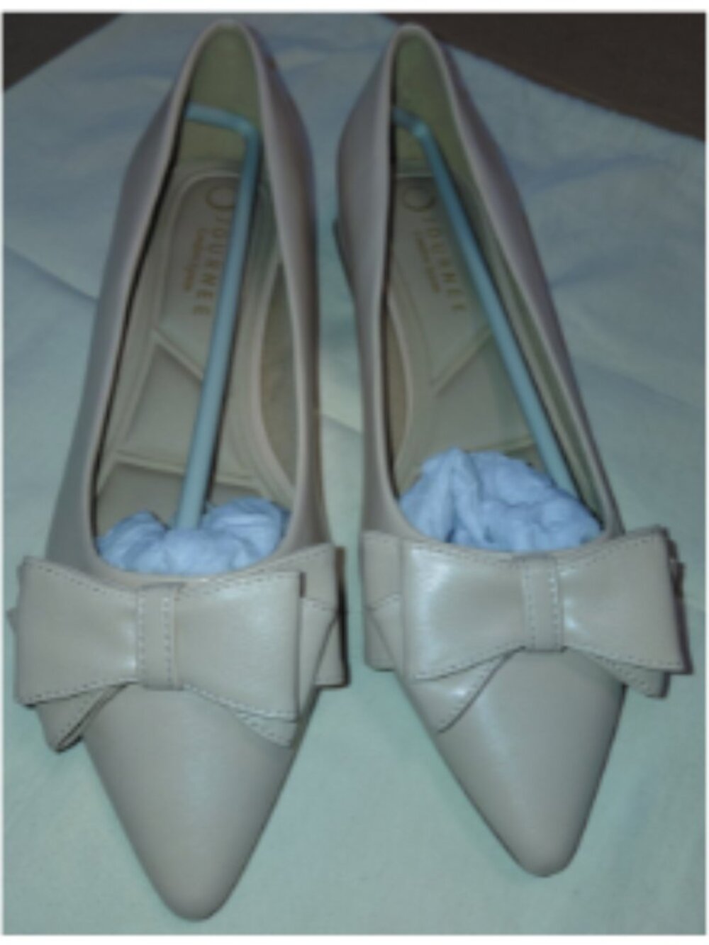Journee Collection Beige Bow Pointed Toe Flats - Picture 3 of 15
